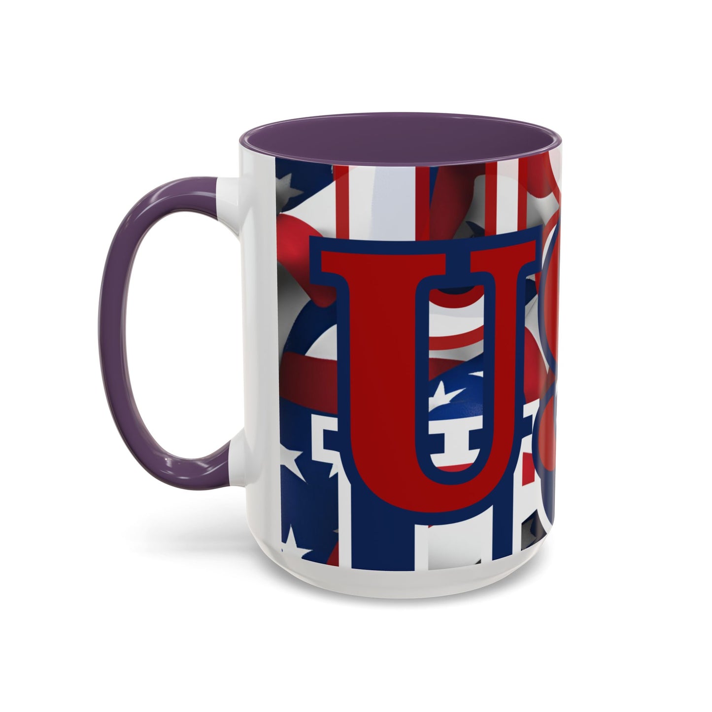 USA! USA! USA Red font Patriot Red Accent Mug by theGreenDragonTavern.shop
