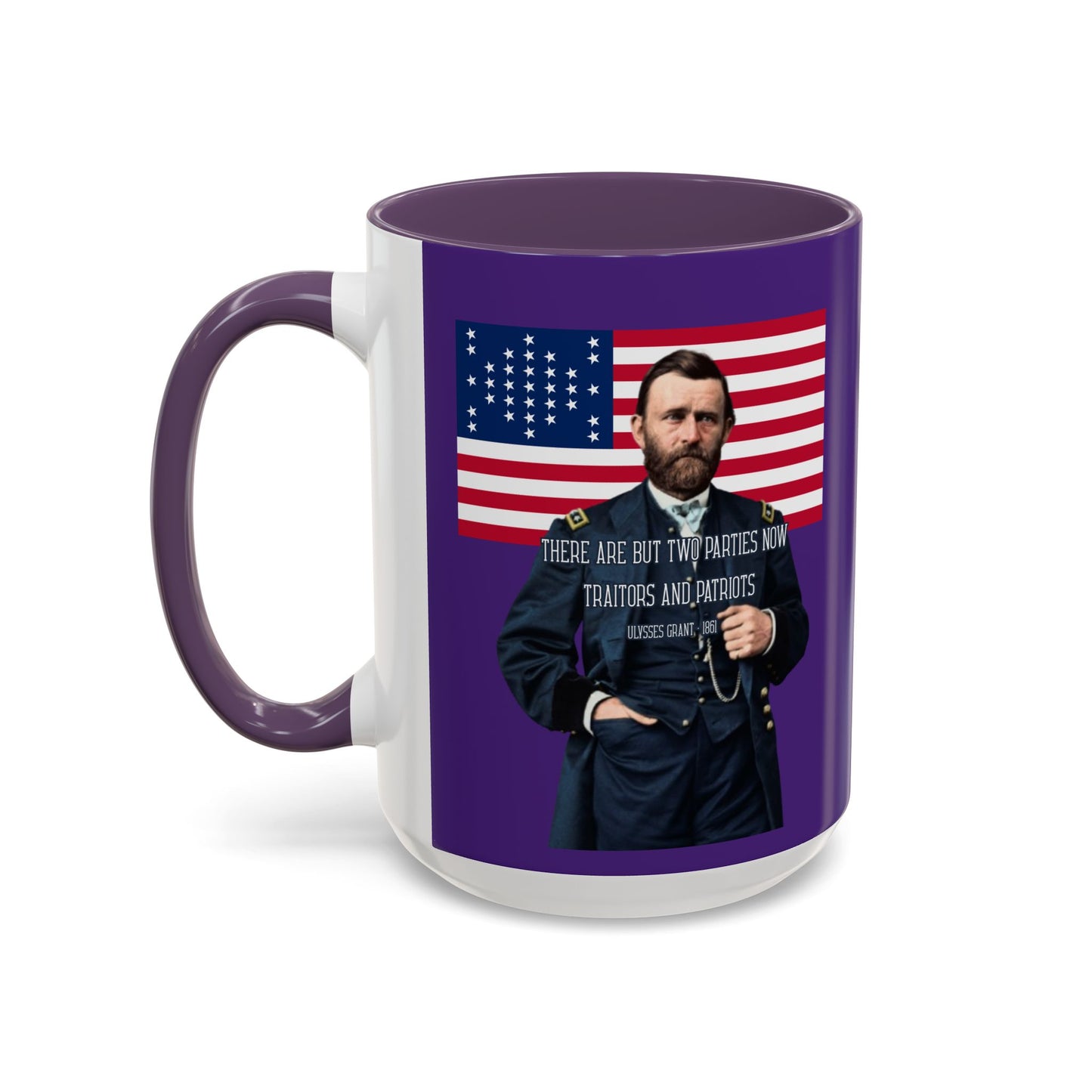 "Traitors and Patriots" Ulysses Grant Dark Purple Accent Mug by theGreenDragonTavern.shop
