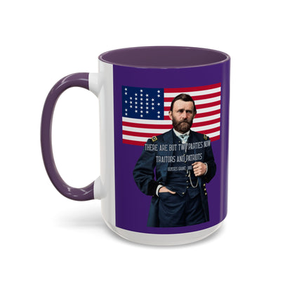 "Traitors and Patriots" Ulysses Grant Dark Purple Accent Mug by theGreenDragonTavern.shop