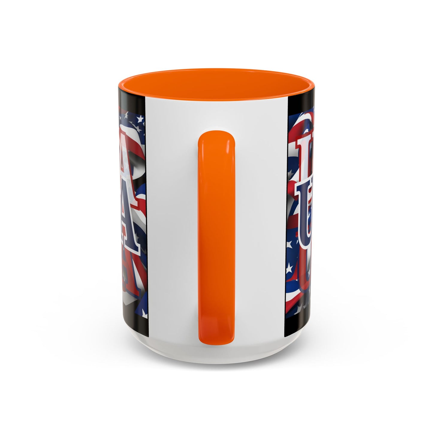 USA Blue font Center Patriot Black Accent Mug by theGreenDragonTavern.shop