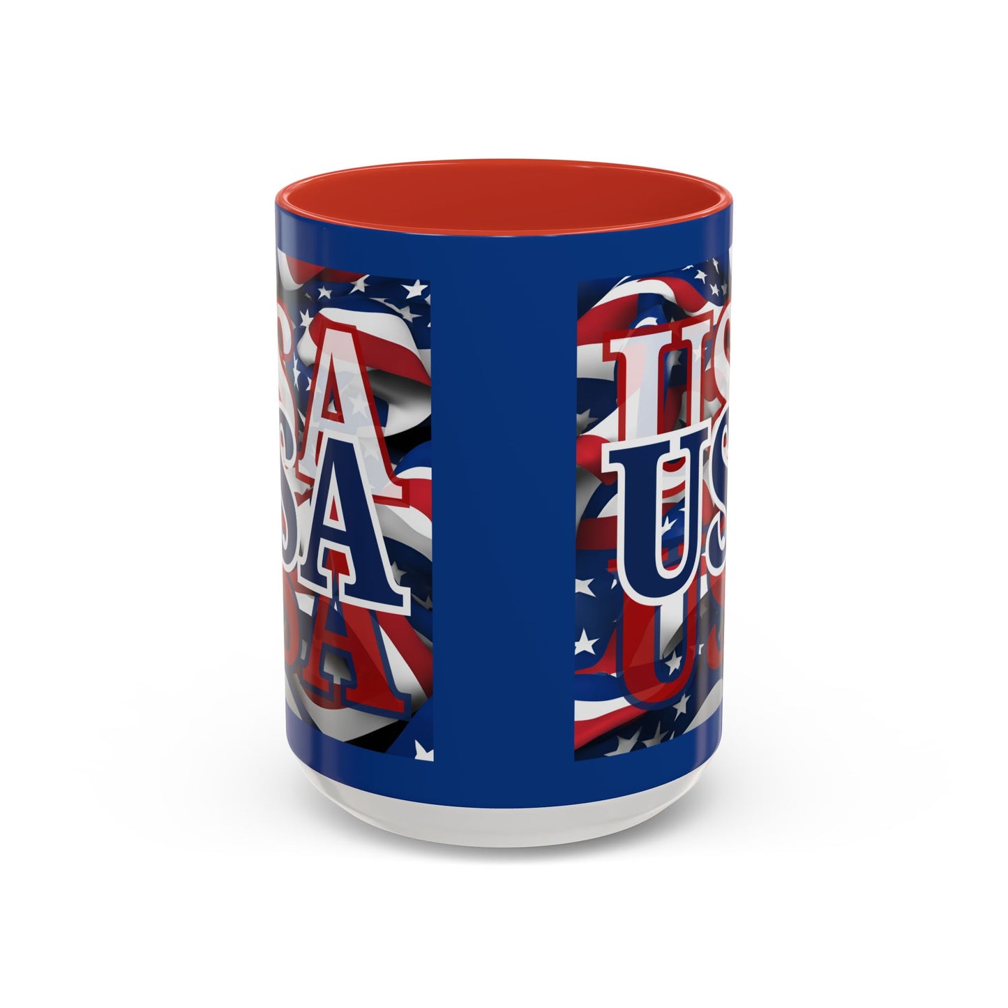 USA Blue font Center Patriot Blue Accent Mug by theGreenDragonTavern.shop