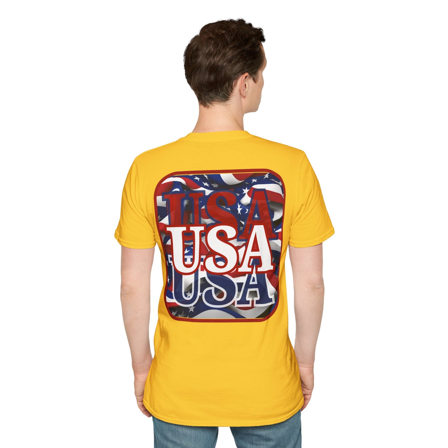 2-sided, Red WHITE and Blue USA Patriot Light colors Unisex T-Shirt by theGreenDragonTavern.shop