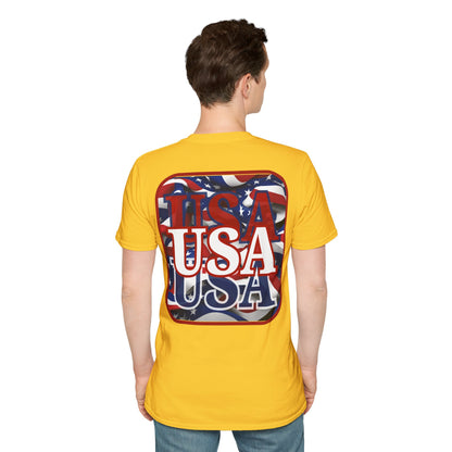 2-sided, Red WHITE and Blue USA Patriot Light colors Unisex T-Shirt by theGreenDragonTavern.shop