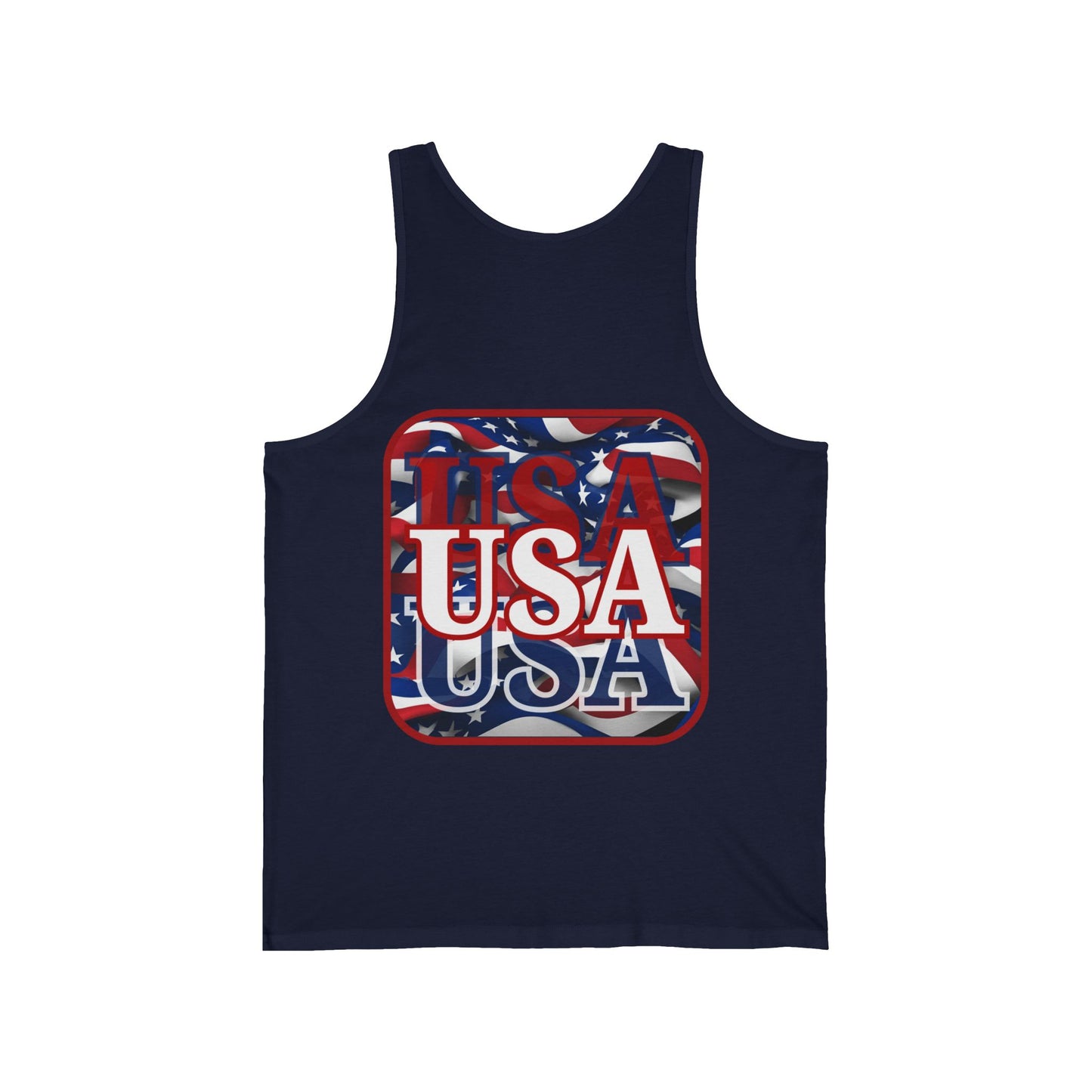 2-sided, Red WHITE and Blue USA Patriot Unisex Jersey Tank Top by theGreenDragonTavern.shop