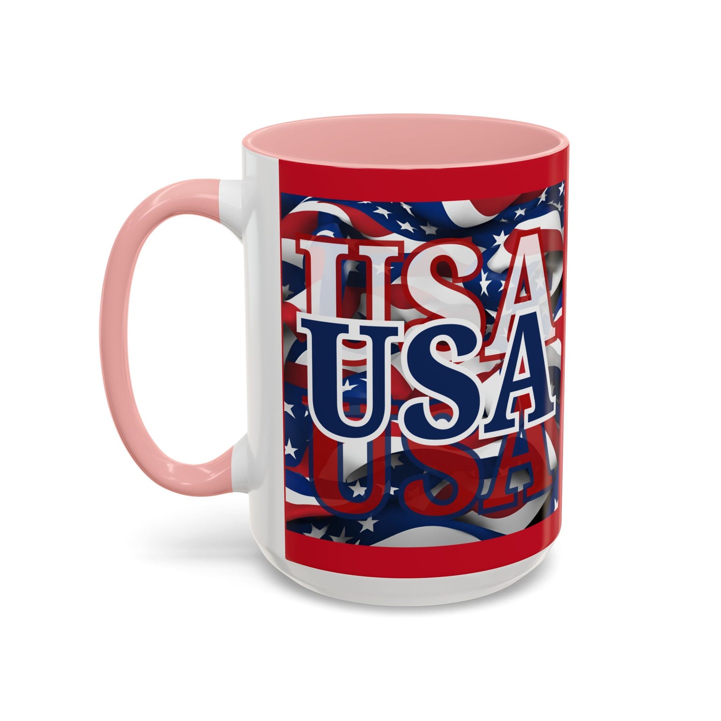 USA Blue font Center Patriot Red Accent Mug by theGreenDragonTavern.shop