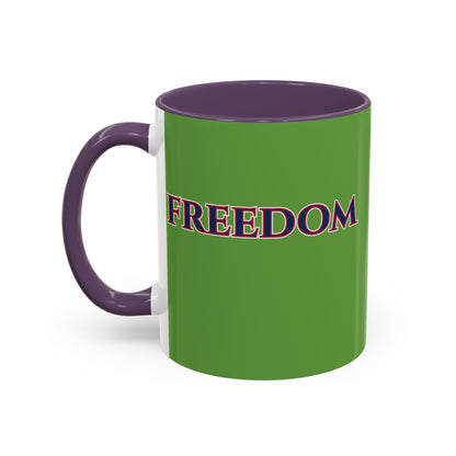 Freedom, Green Accent Mug by theGreenDragonTavern.shop