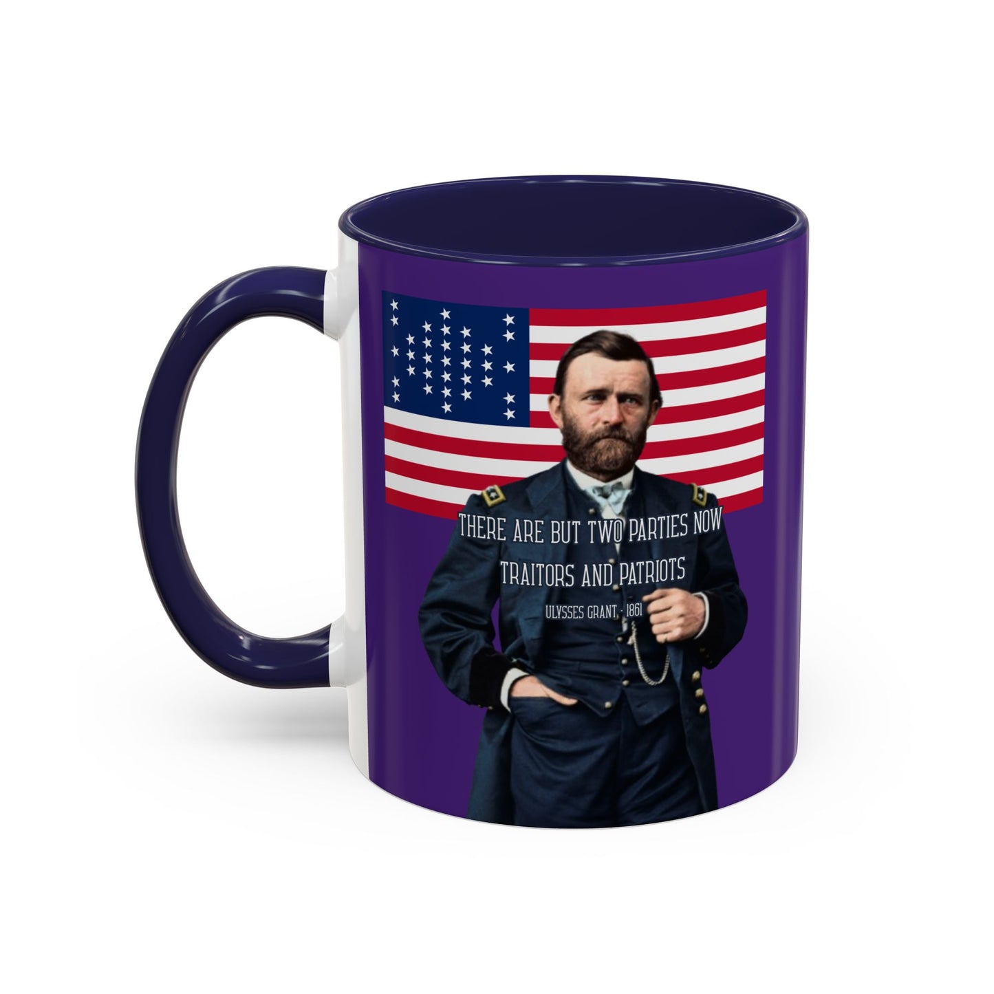"Traitors and Patriots" Ulysses Grant Dark Purple Accent Mug by theGreenDragonTavern.shop