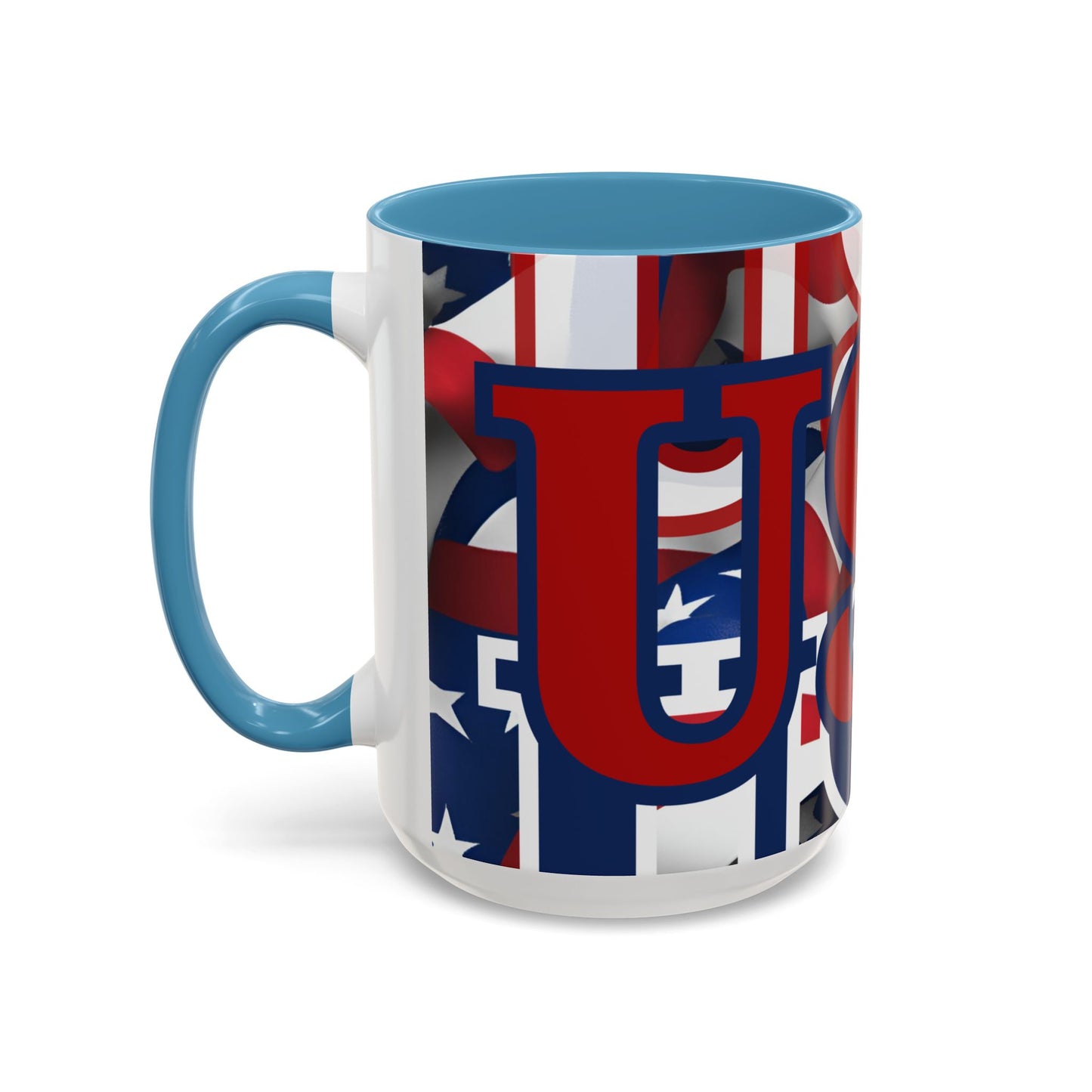 USA! USA! USA Red font Patriot Red Accent Mug by theGreenDragonTavern.shop