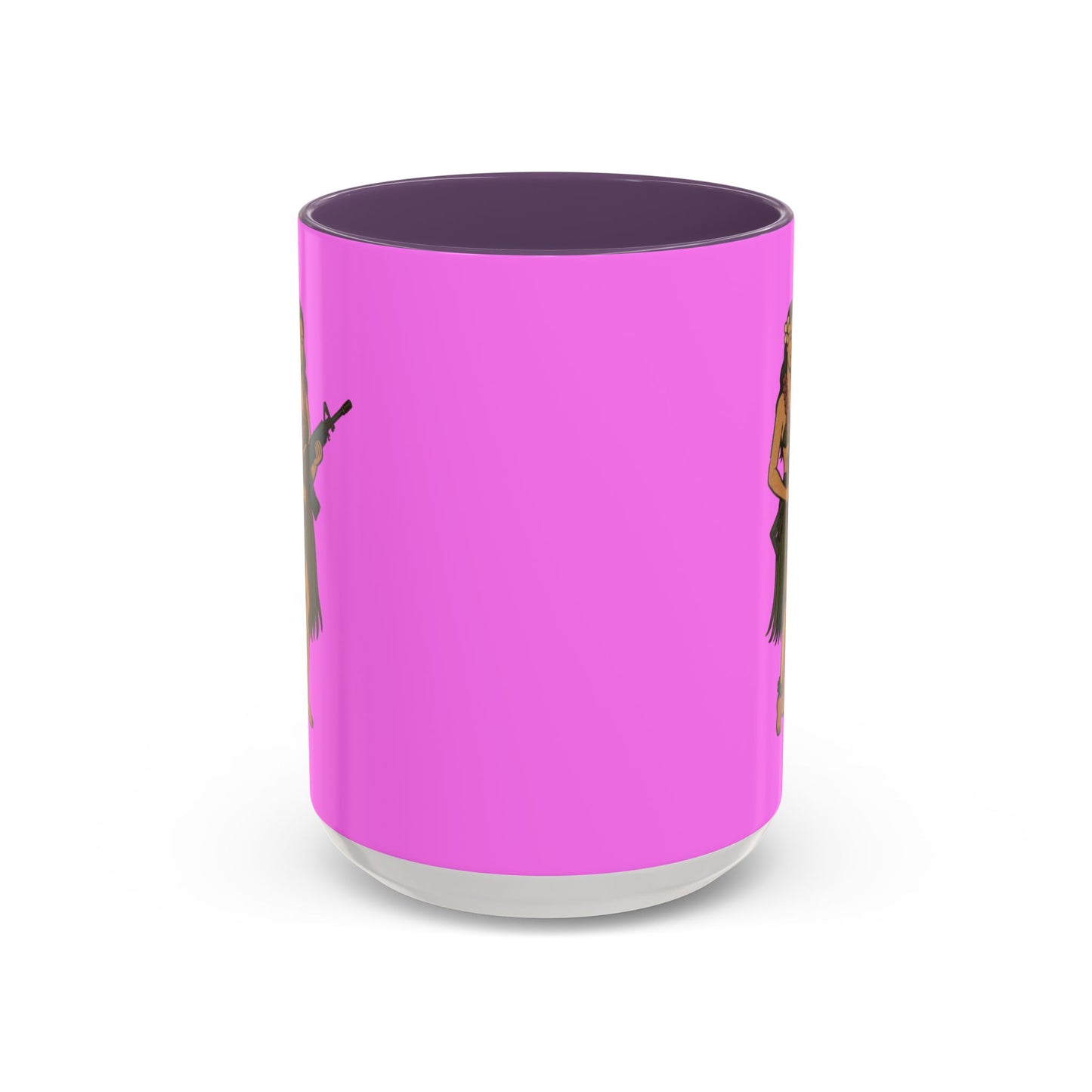 Hula Girl Packin' Heat Pink Accent Mug by theGreenDragonTavern.shop