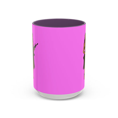 Hula Girl Packin' Heat Pink Accent Mug by theGreenDragonTavern.shop