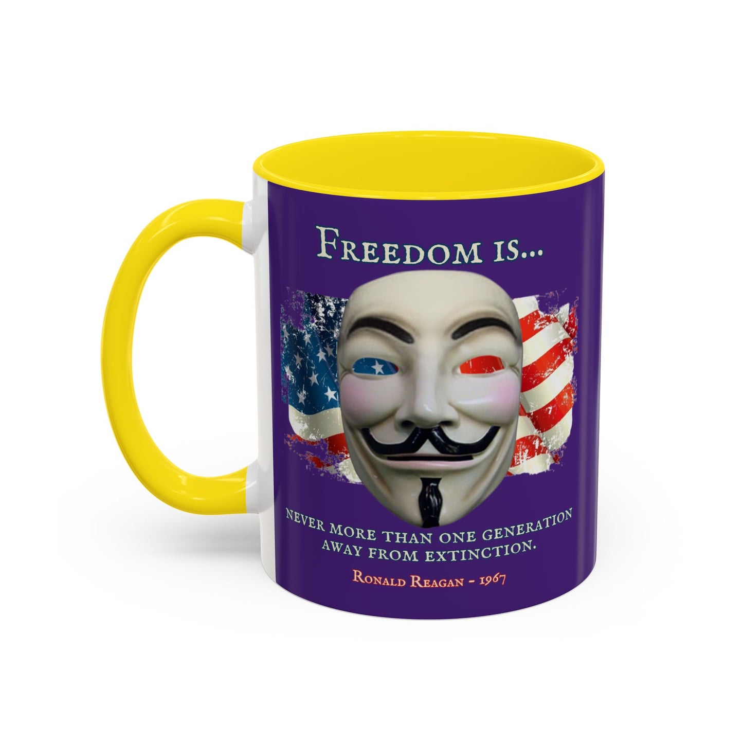 Ronald Reagan Freedom Vendetta Purple Accent Mug by theGreenDragonTavern.shop