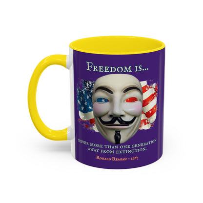 Ronald Reagan Freedom Vendetta Purple Accent Mug by theGreenDragonTavern.shop