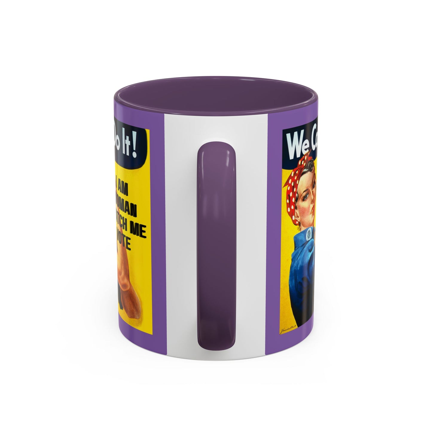 I Am Woman Watch Me Vote Rosie Light Purple Accent Mug by theGreenDragonTavern.shop