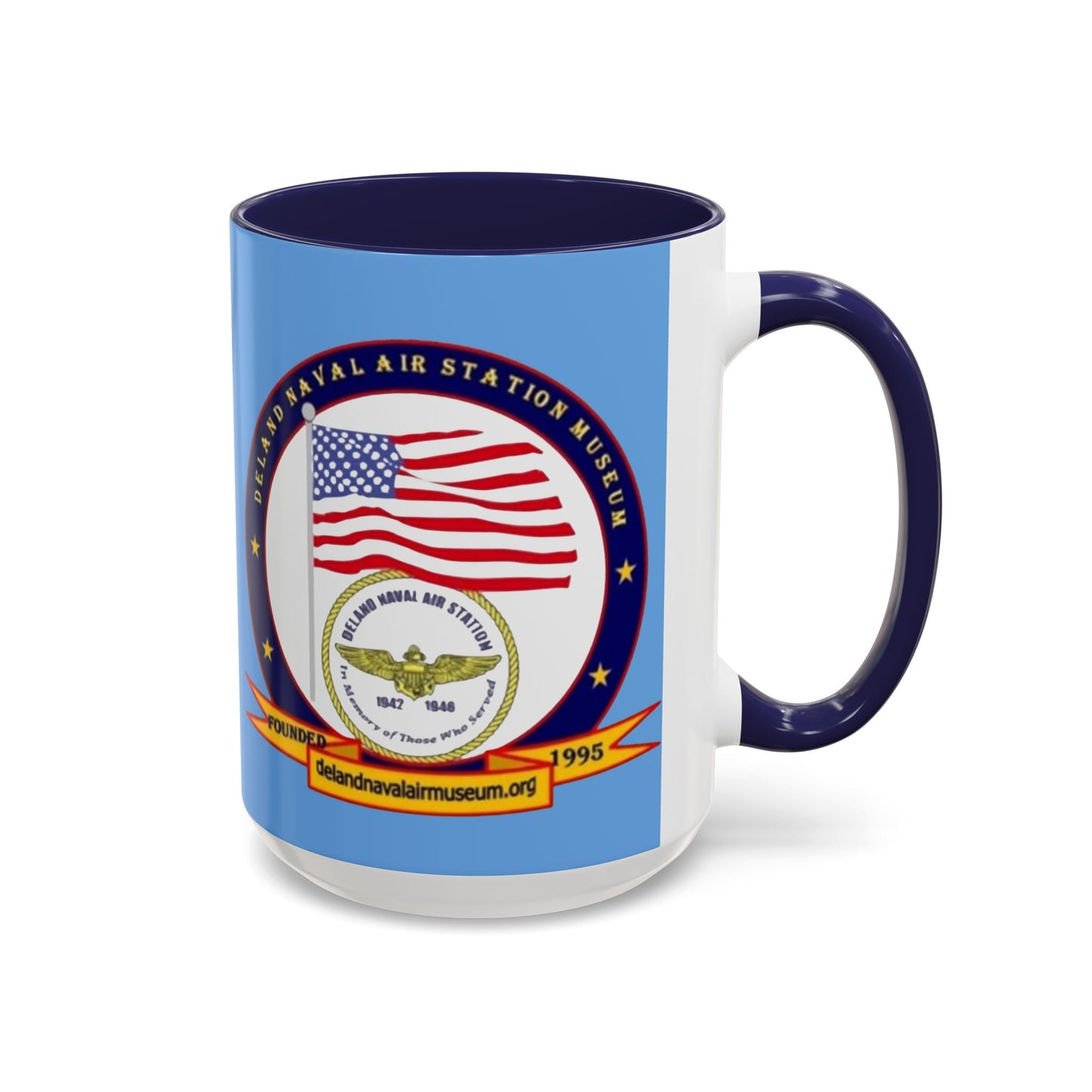 DeLand Naval Air Station Museum Light Blue Accent Mug by theGreenDragonTavern.shop
