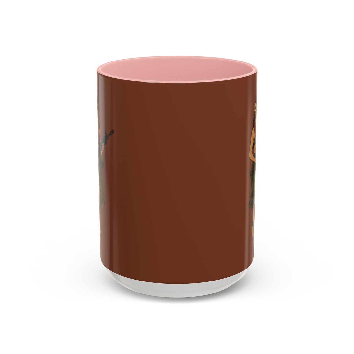 Hula Girl Packin' Heat Brown Accent Mug by theGreenDragonTavern.shop