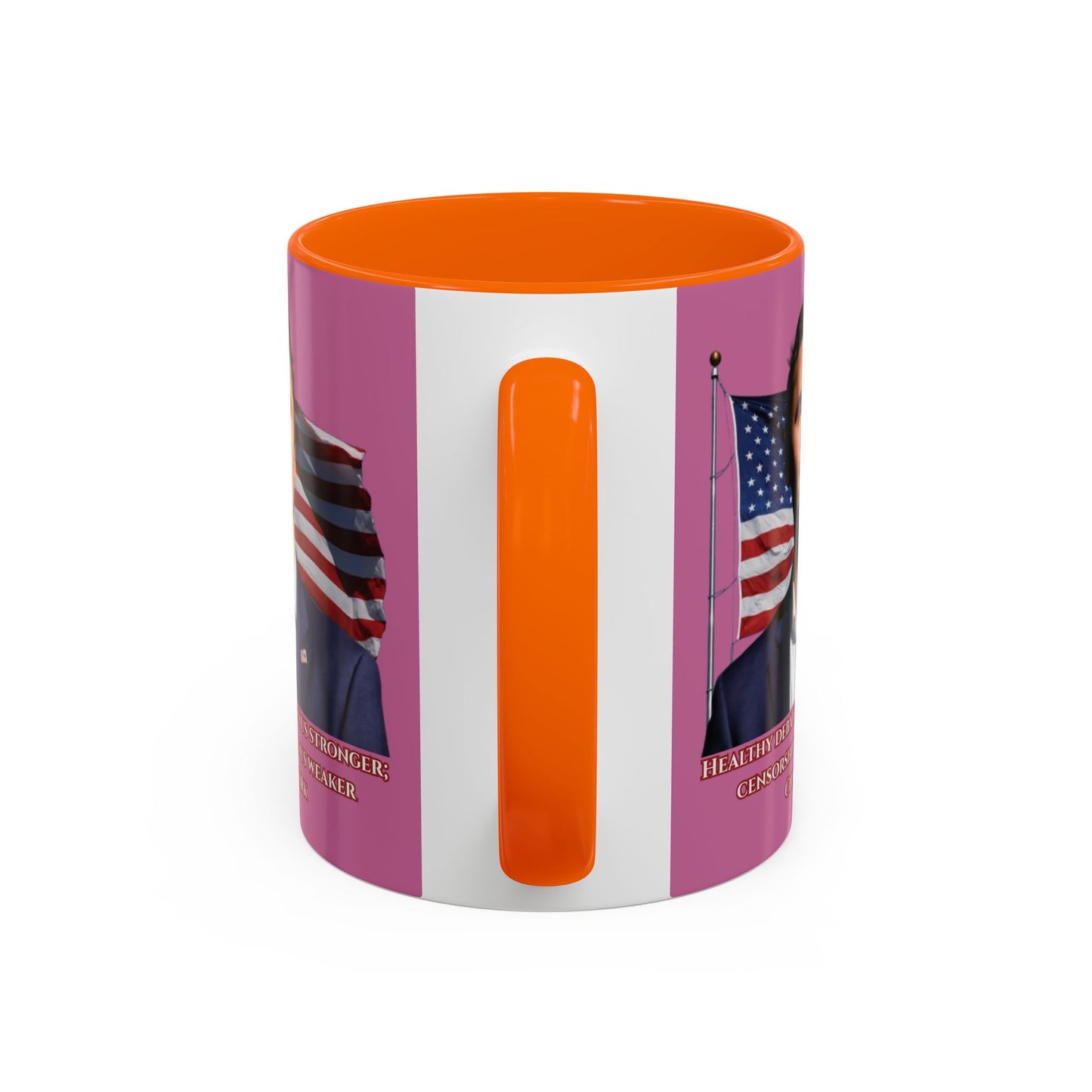 Charlie Kirk, Healthy Debate Pink Accent Mug by theGreenDragonTavern.shop