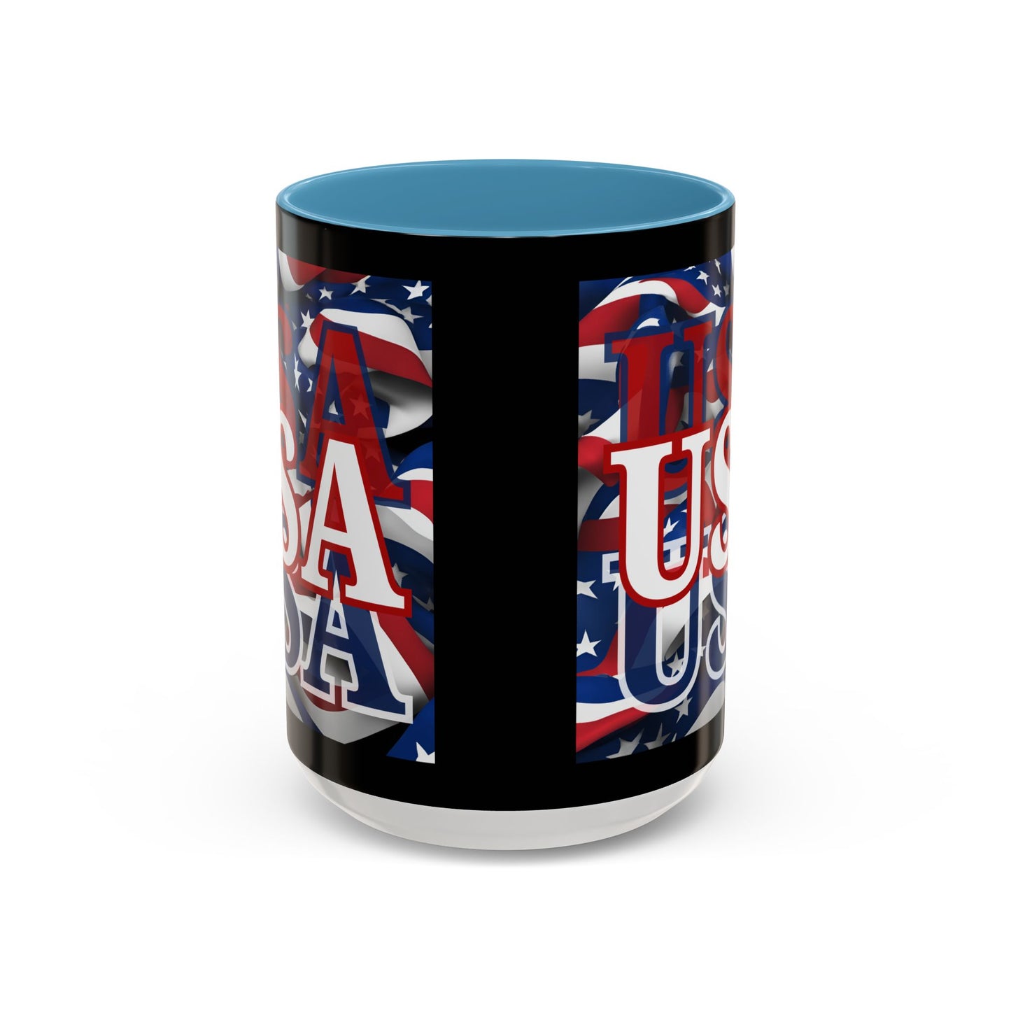 USA White font Center Patriot Black Accent Mug by theGreenDragonTavern.shop