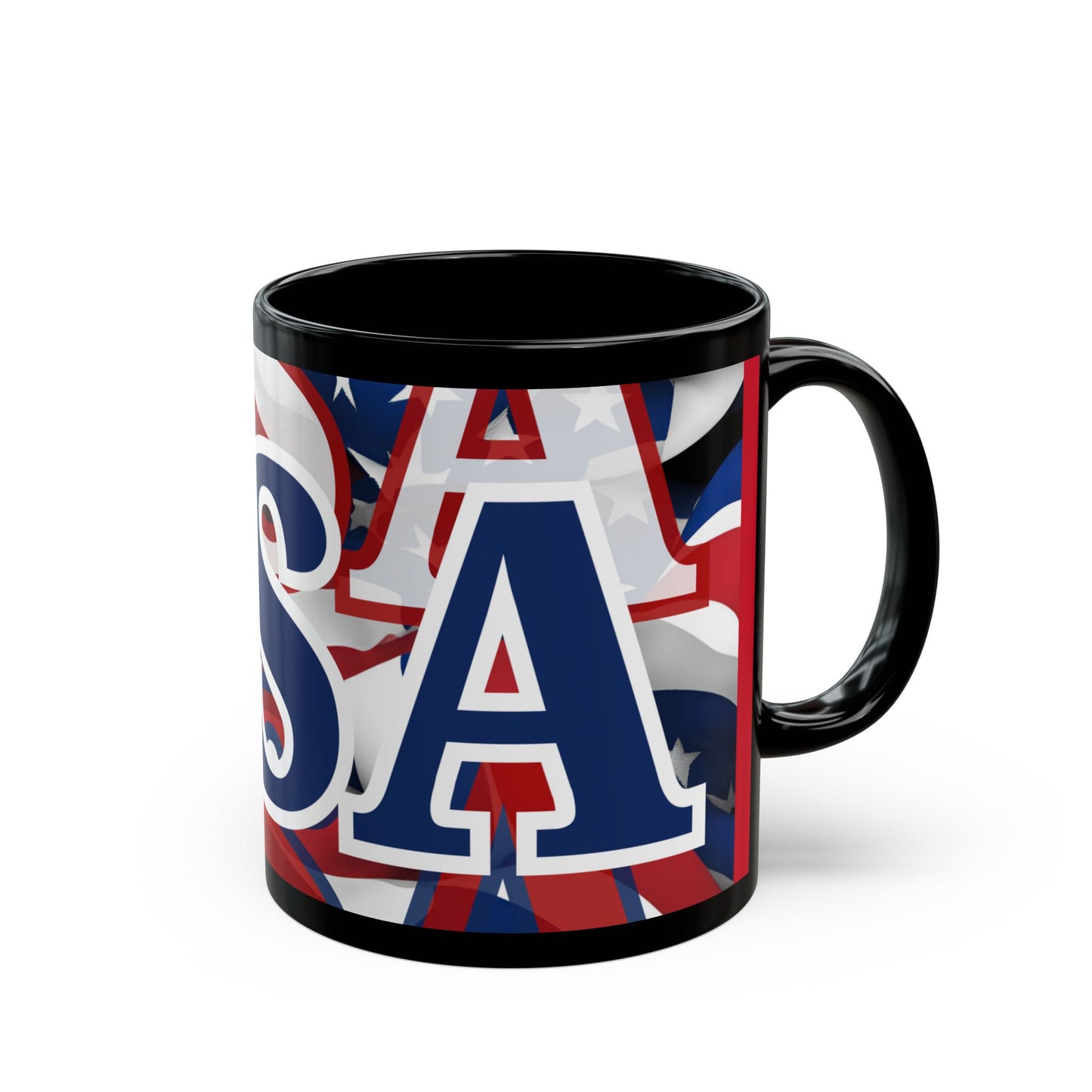USA! USA! USA Blue font Patriot Red Mug by theGreenDragonTavern.shop