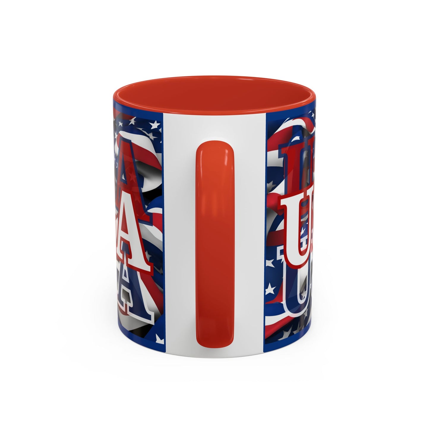 USA White font Center Patriot Blue Accent Mug by theGreenDragonTavern.shop