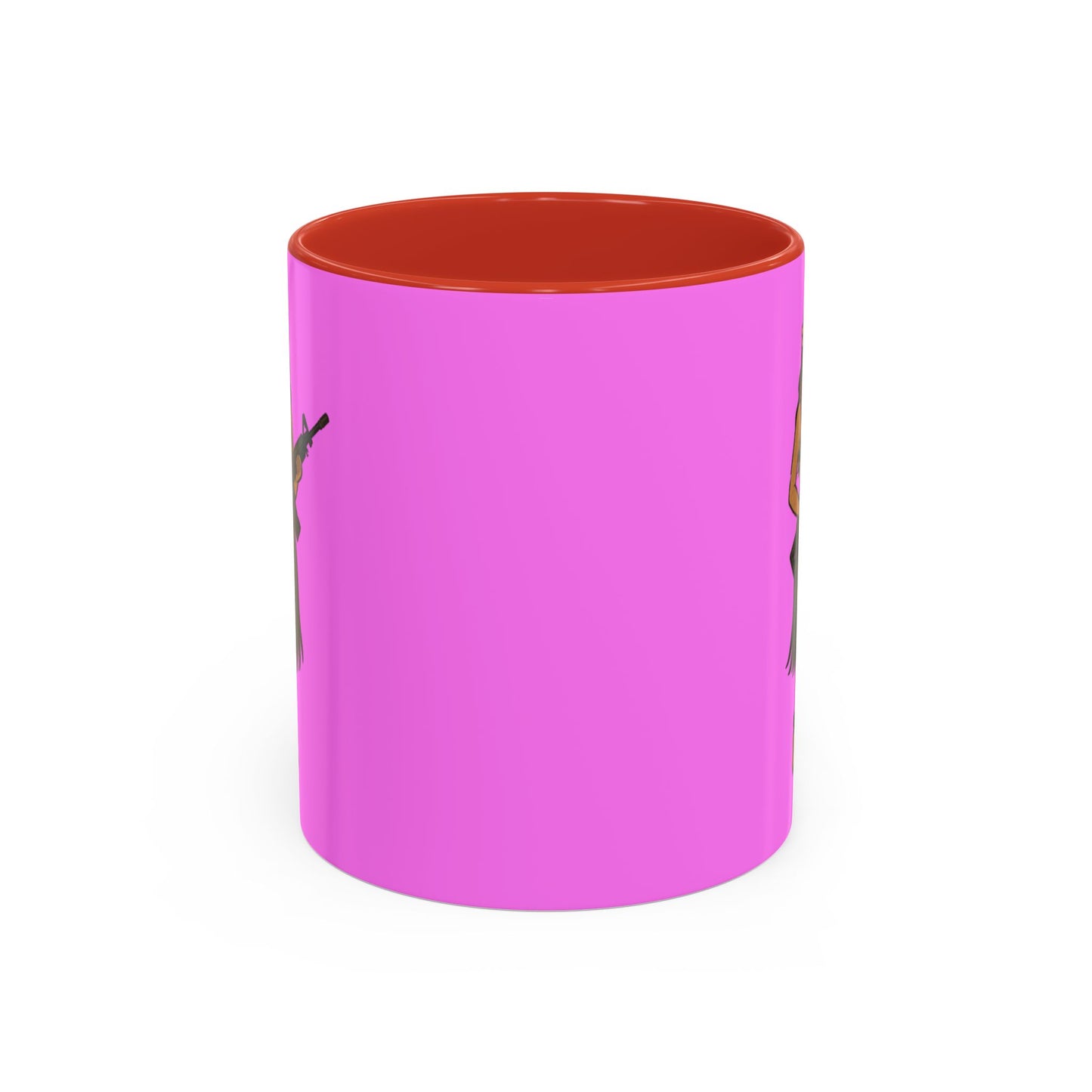 Hula Girl Packin' Heat Pink Accent Mug by theGreenDragonTavern.shop