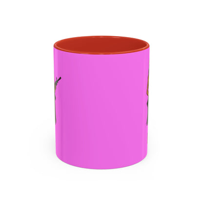 Hula Girl Packin' Heat Pink Accent Mug by theGreenDragonTavern.shop