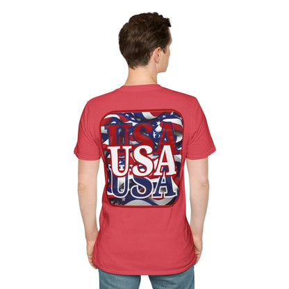 2-sided, Red WHITE and Blue USA Patriot Light colors Unisex T-Shirt by theGreenDragonTavern.shop