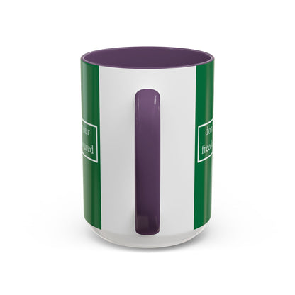 don't assume your freedoms are assured White font Green Accent Mug by theGreenDragonTavern.shop
