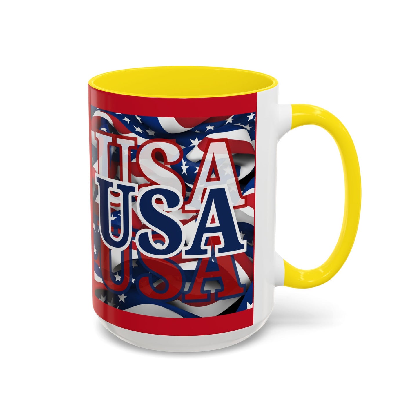 USA Blue font Center Patriot Red Accent Mug by theGreenDragonTavern.shop