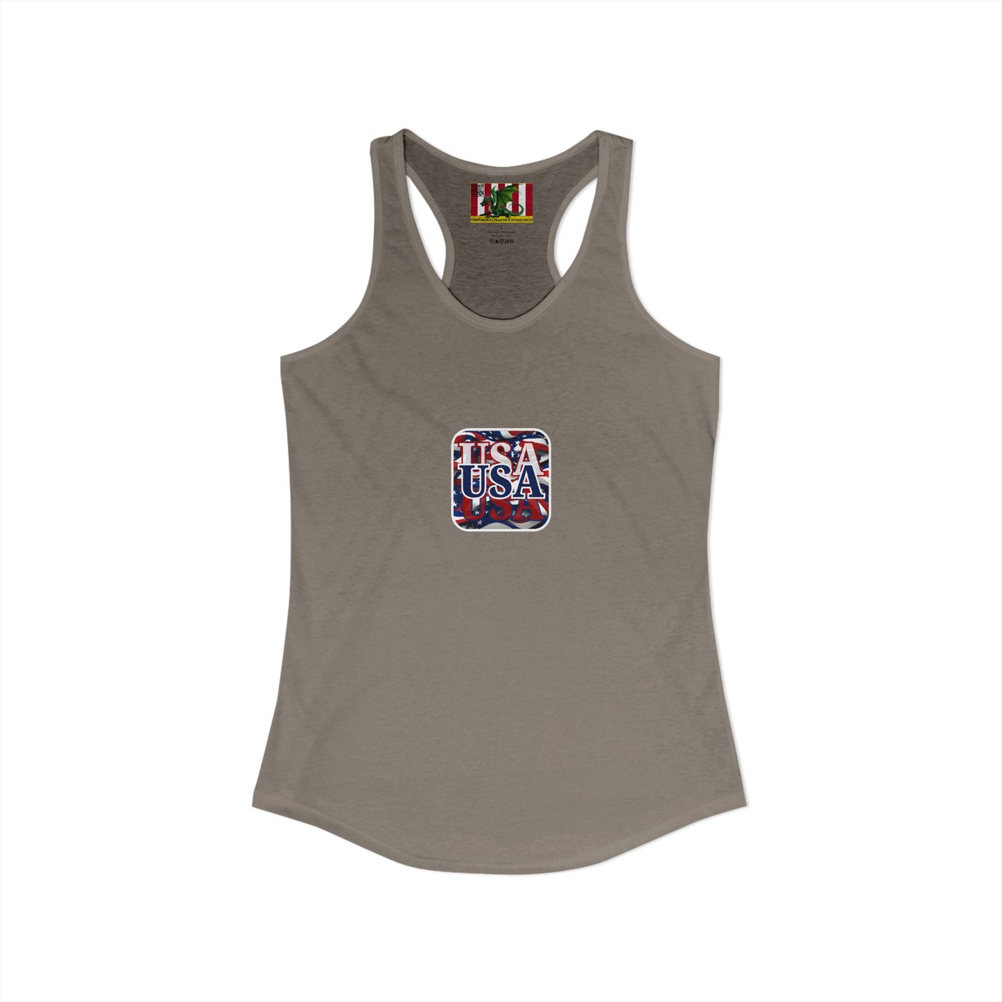 2-sided, Red White and BLUE USA Patriot Women's Racerback Tank Top by theGreenDragonTavern.shop