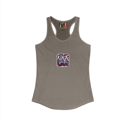 2-sided, Red White and BLUE USA Patriot Women's Racerback Tank Top by theGreenDragonTavern.shop