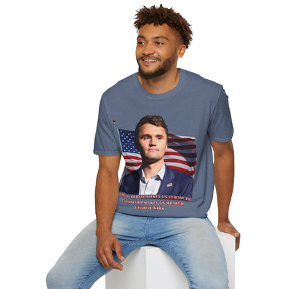 Charlie Kirk, Healthy Debate Dark colors Unisex T-Shirt by theGreenDragonTavern.shop