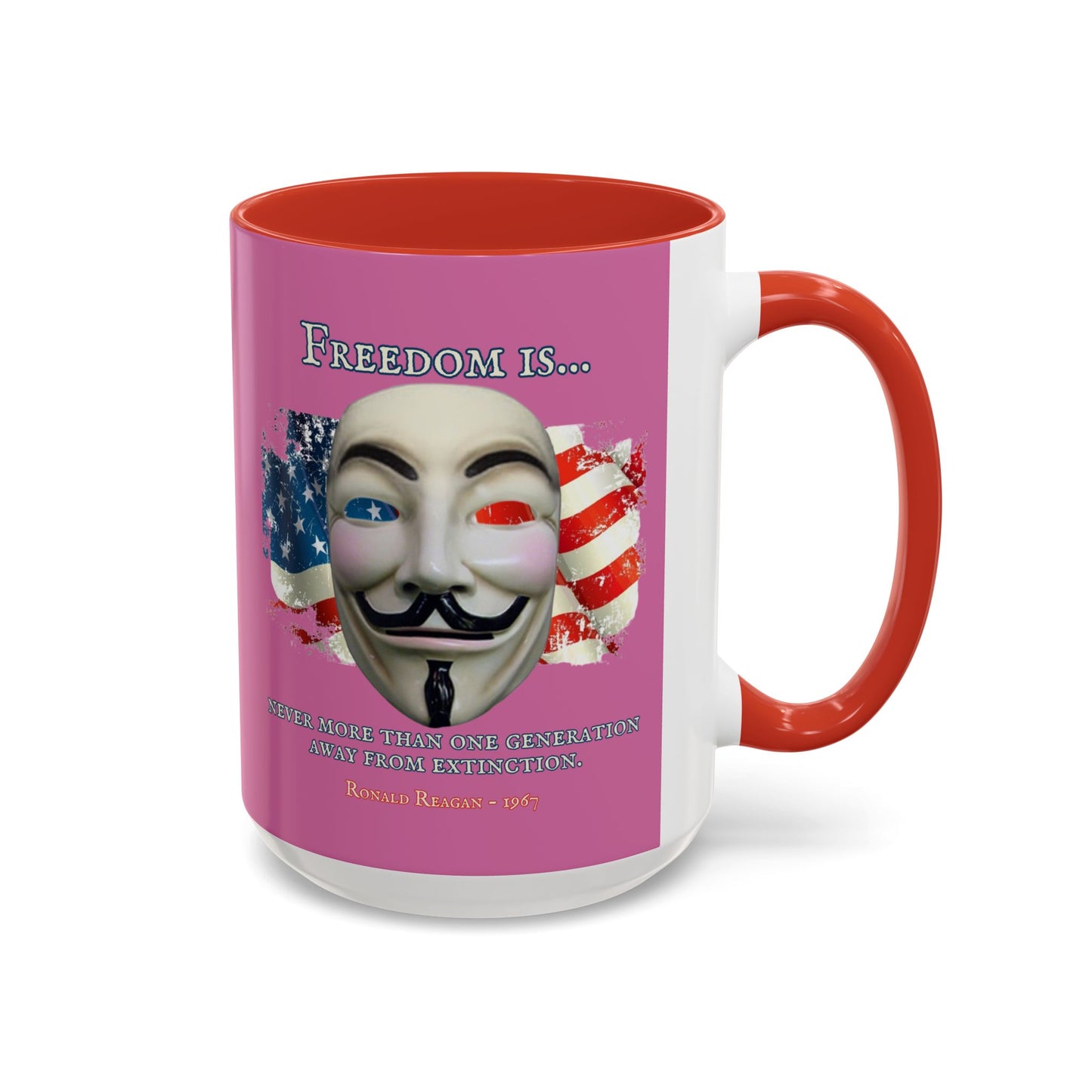 Ronald Reagan Freedom Vendetta Pink Accent Mug by theGreenDragonTavern.shop