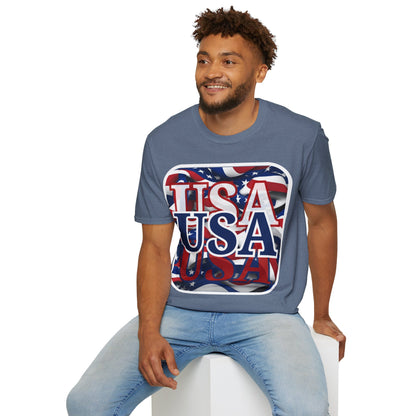 Red White and BLUE USA Patriot Dark colors Unisex T-Shirt by theGreenDragonTavern.shop