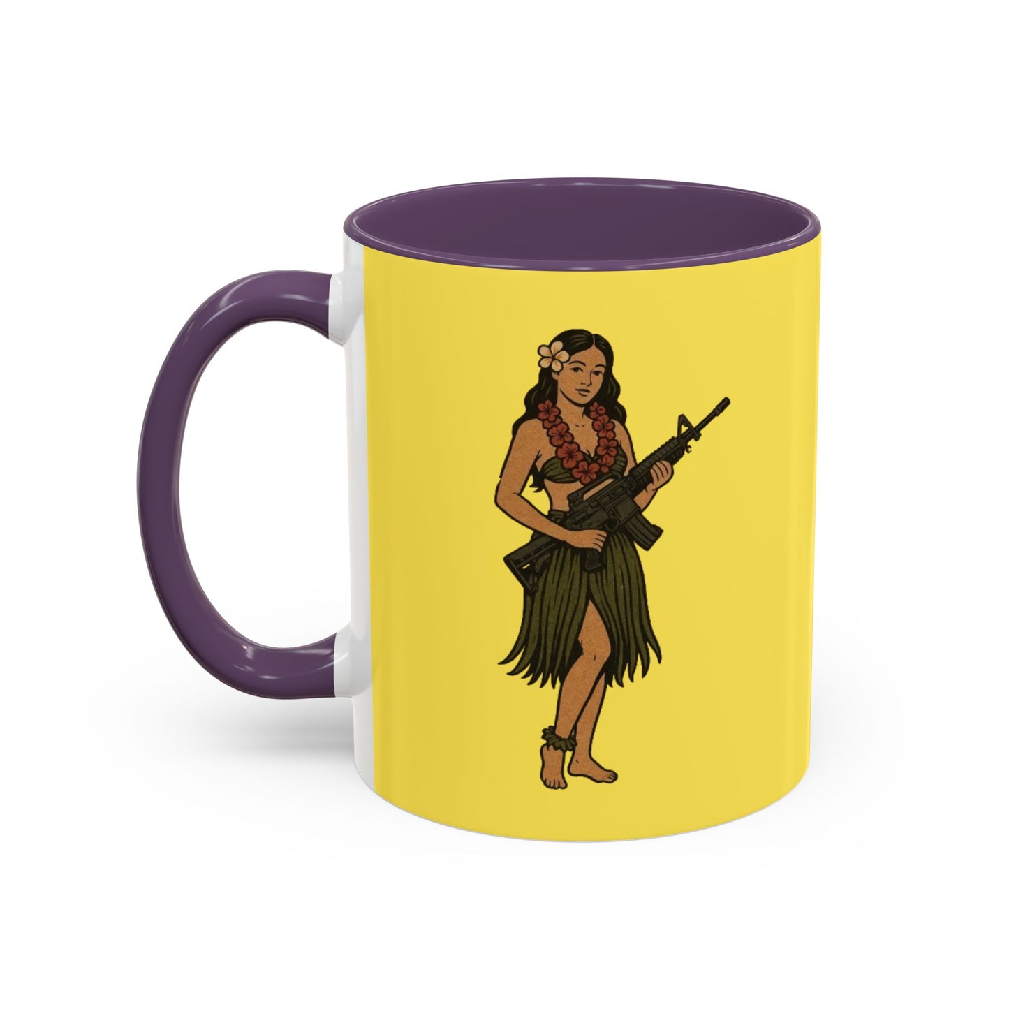 Hula Girl Packin' Heat Pineapple Accent Mug by theGreenDragonTavern.shop