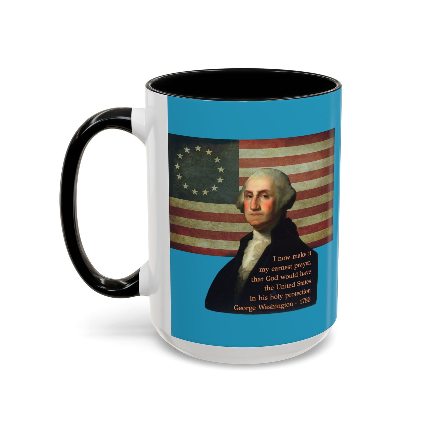 Washington's Earnest Prayer Turquoise Accent Mug by theGreenDragonTavern.shop