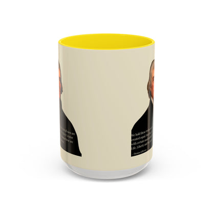 We hold these truths to be self-evident Parchment Yellow Accent Mug by theGreenDragonTavern.shop