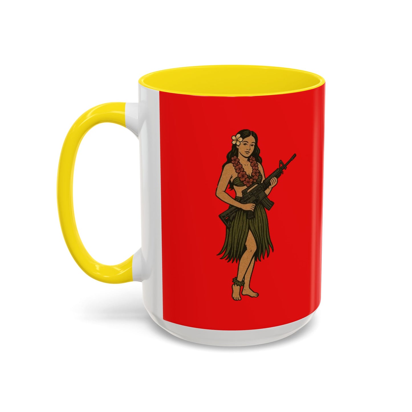 Hula Girl Packin' Heat Red Accent Mug by theGreenDragonTavern.shop