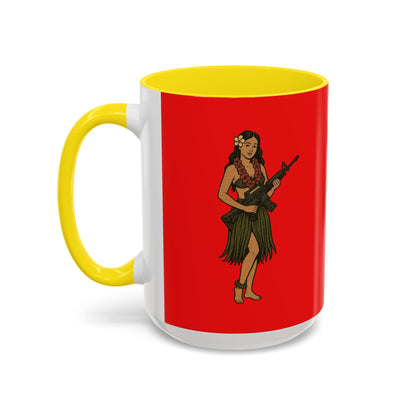 Hula Girl Packin' Heat Red Accent Mug by theGreenDragonTavern.shop