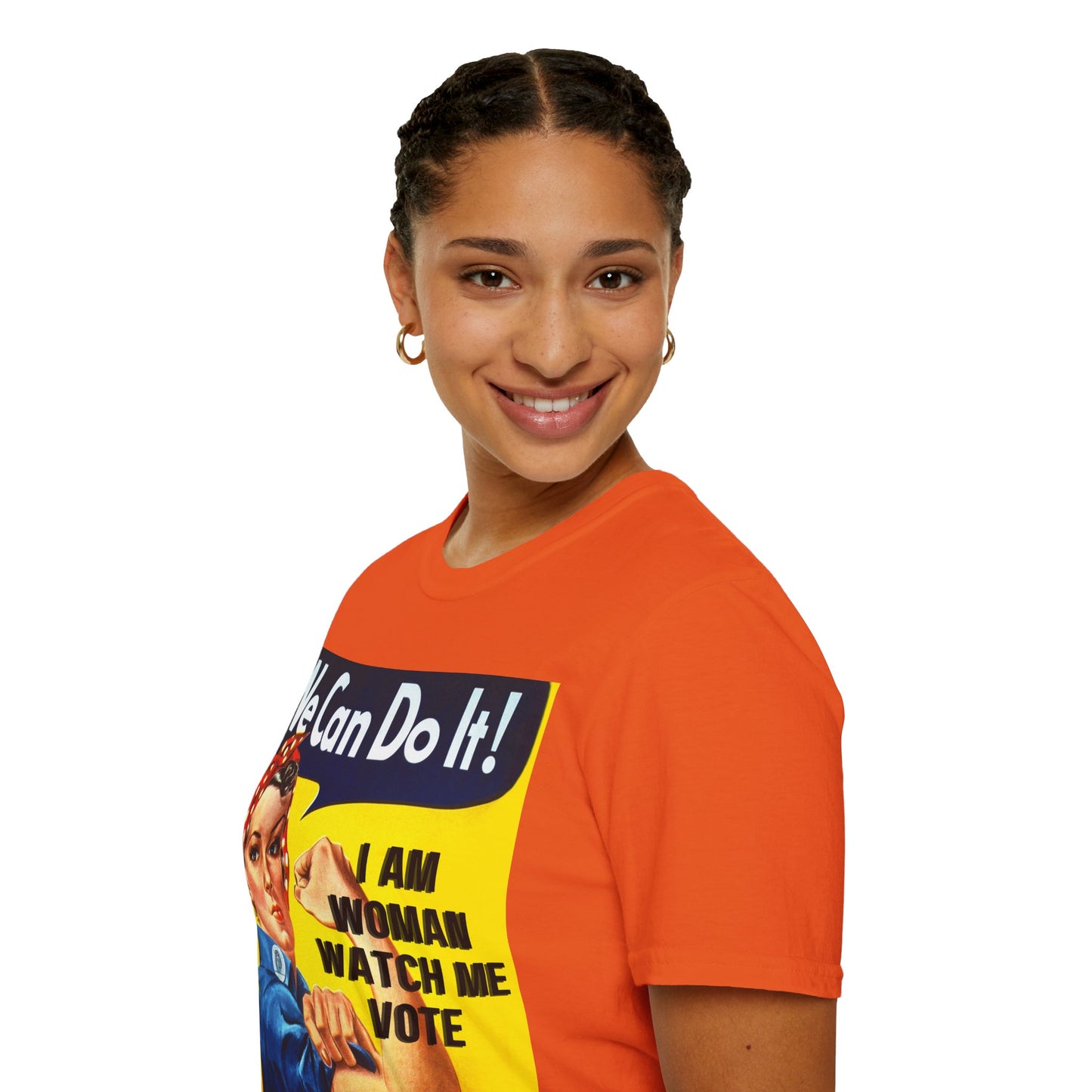 I Am Woman Watch Me Vote Rosie Light colors Unisex T-Shirt by theGreenDragonTavern.shop
