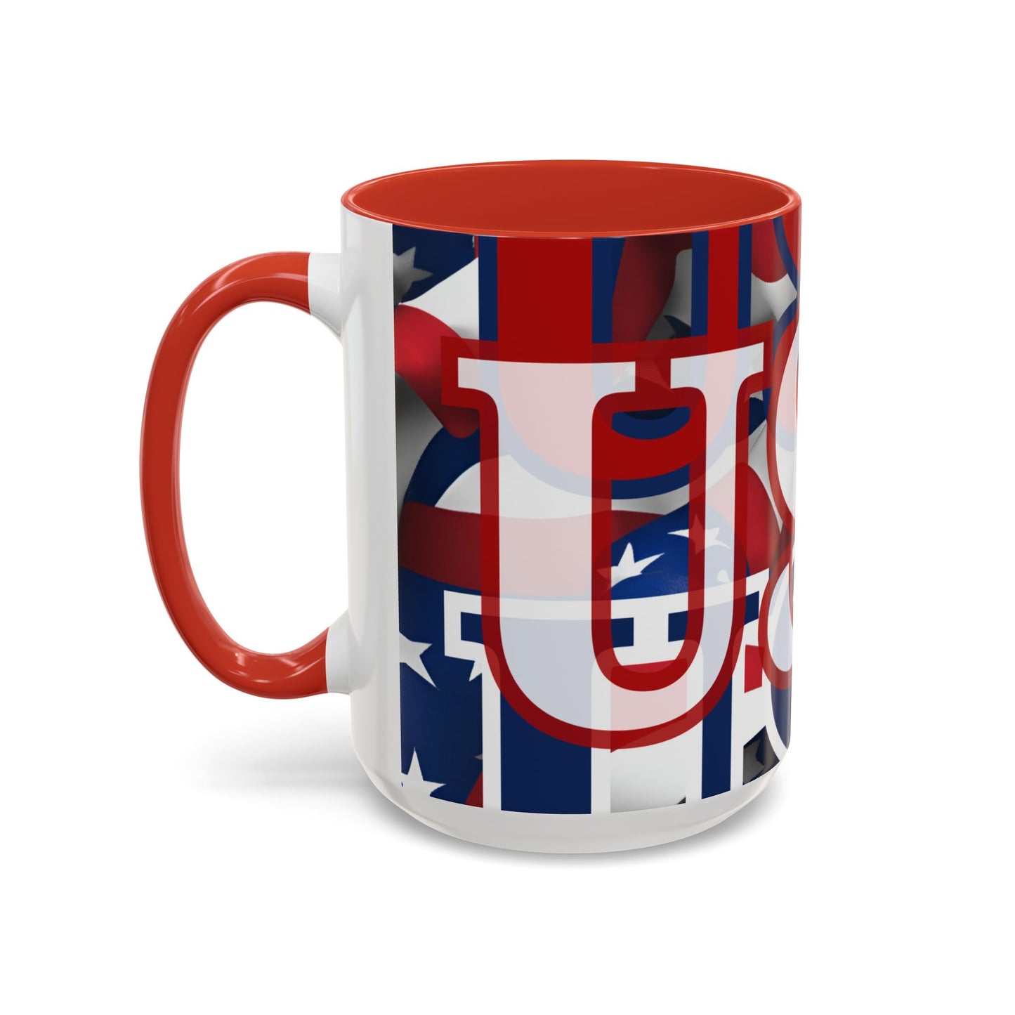 USA! USA! USA White font Patriot Red Accent Mug by theGreenDragonTavern.shop