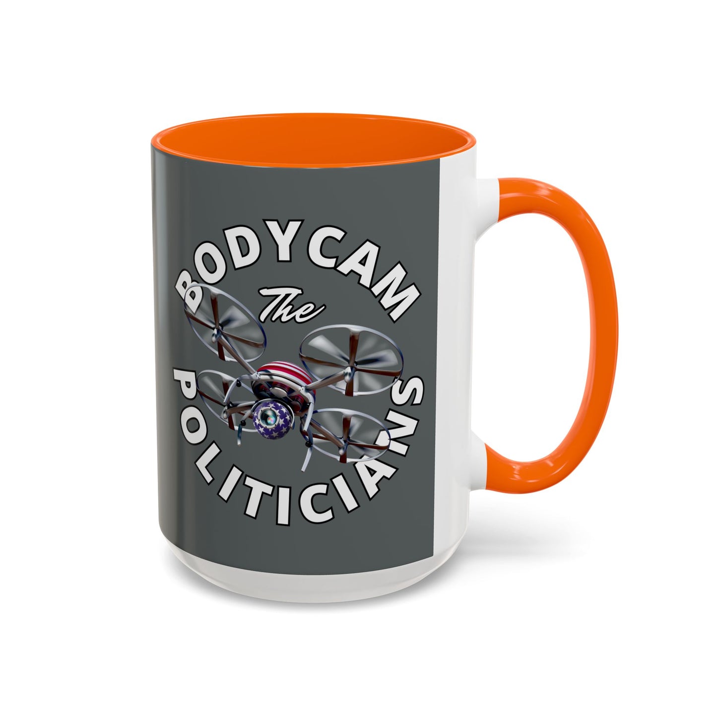 Bodycam the Politicians Drone Grey Accent Mug by theGreenDragonTavern.shop