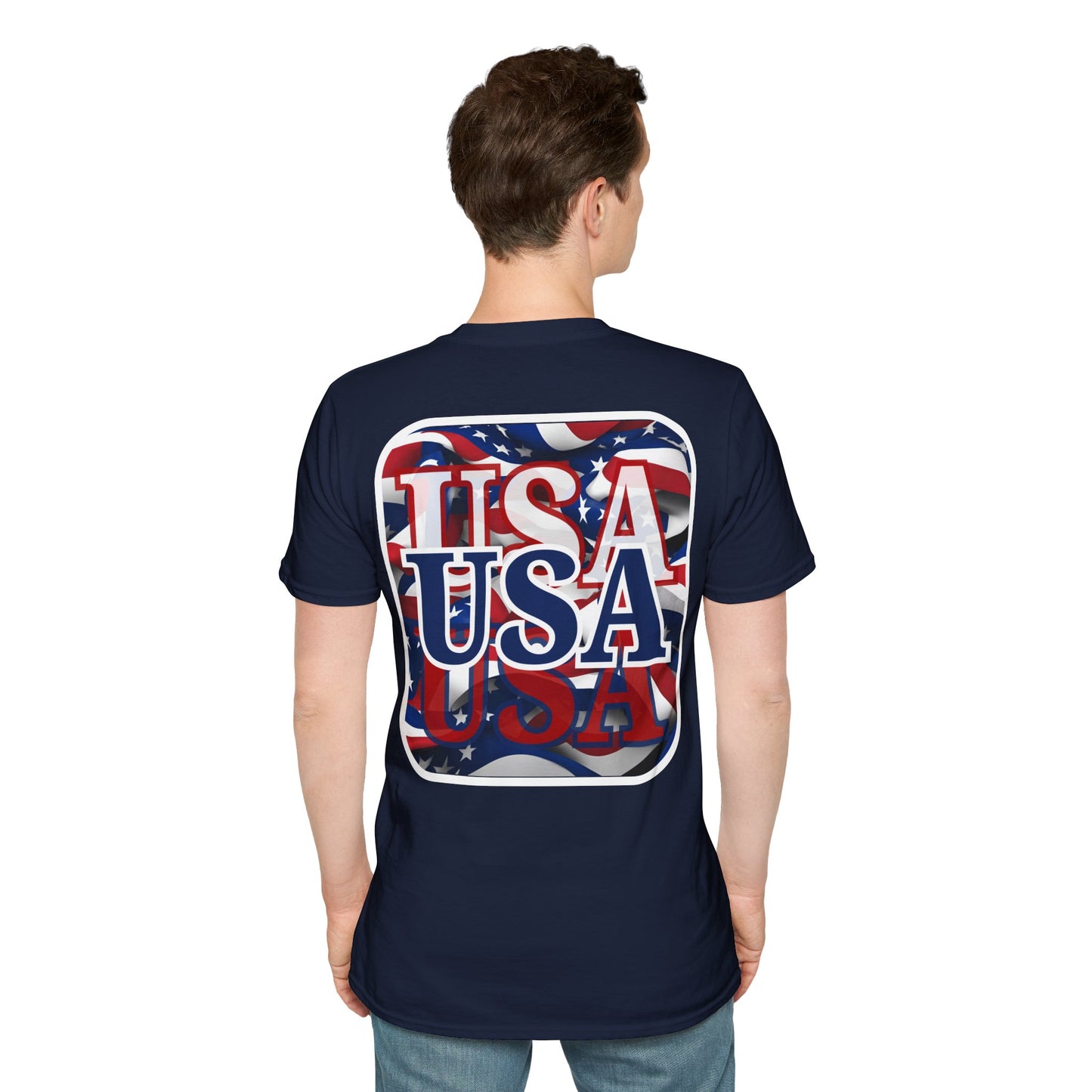 2-sided, Red White and BLUE USA Patriot Dark colors Unisex T-Shirt by theGreenDragonTavern.shop