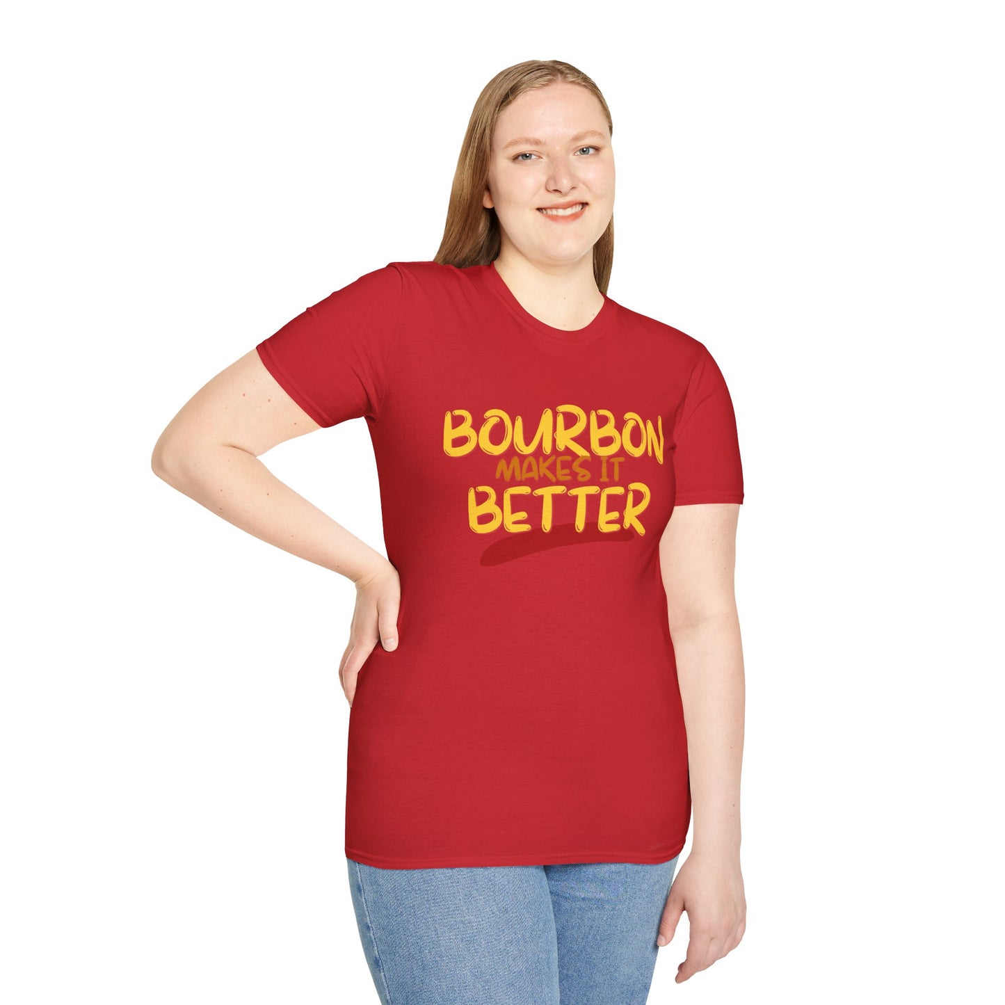Bourbon makes it better Light colors Unisex T-Shirt by theGreenDragonTavern.shop