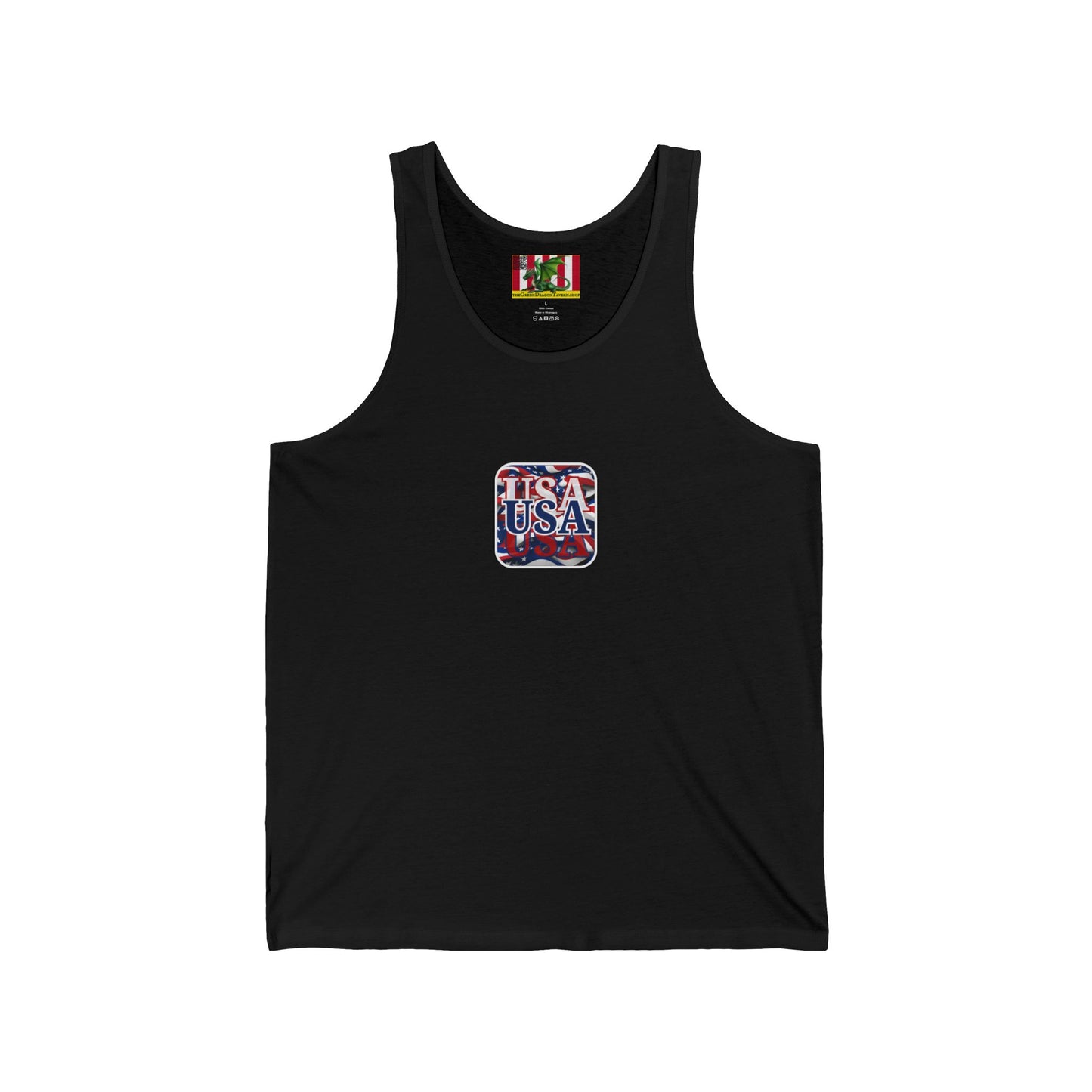2-sided, Red White and BLUE USA Patriot Unisex Jersey Tank Top by theGreenDragonTavern.shop