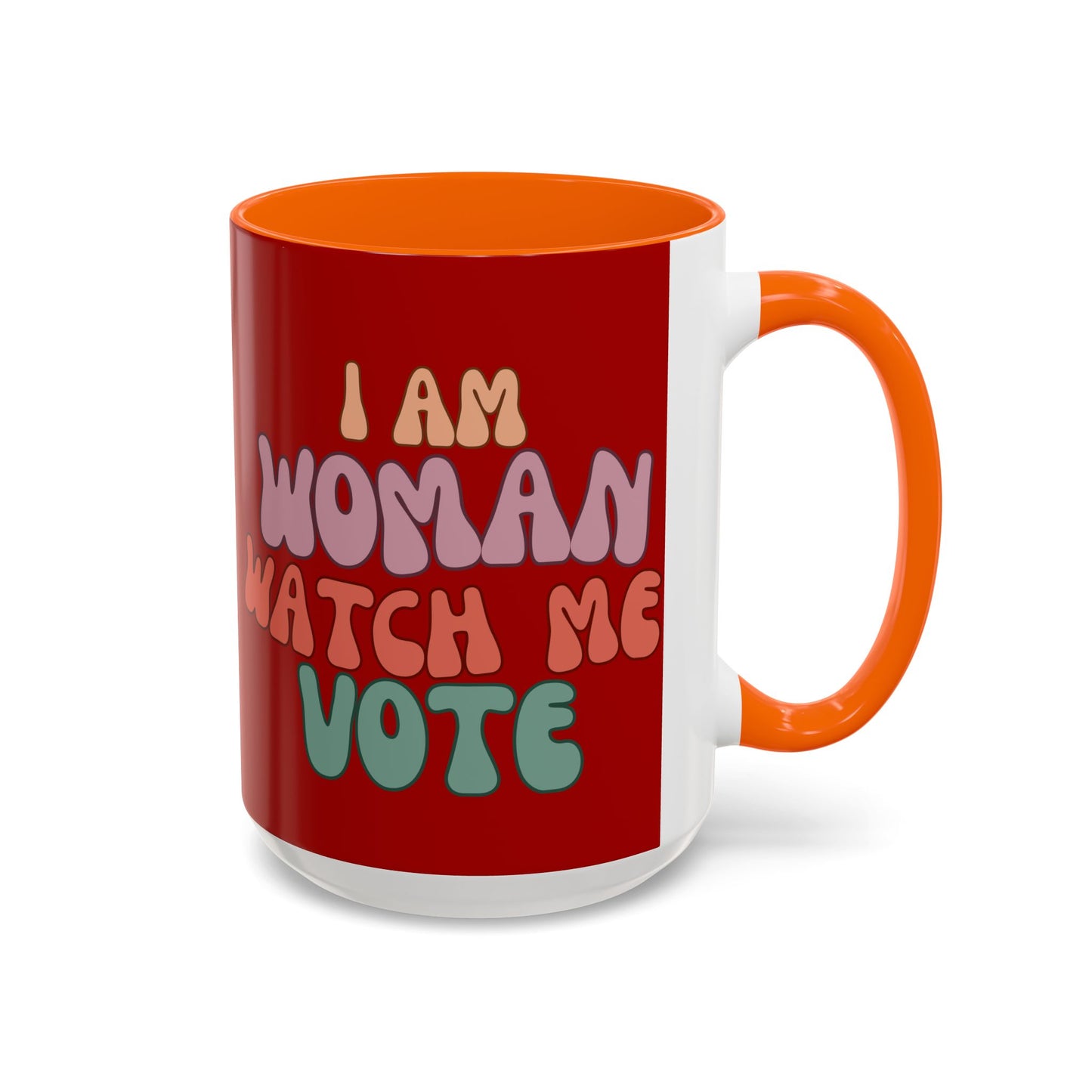 I Am Woman Watch Me Vote Red Accent Mug by theGreenDragonTavern.shop
