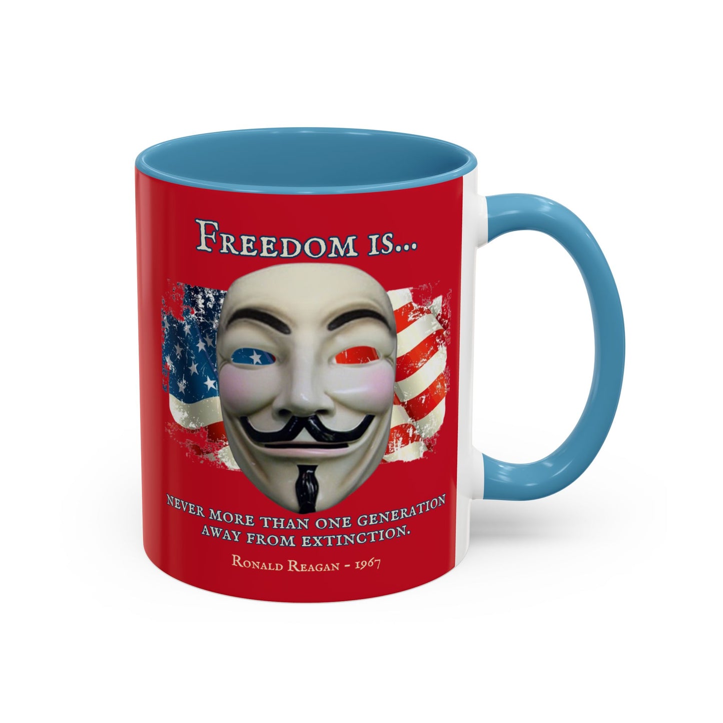 Ronald Reagan Freedom Vendetta Red Accent Mug by theGreenDragonTavern.shop
