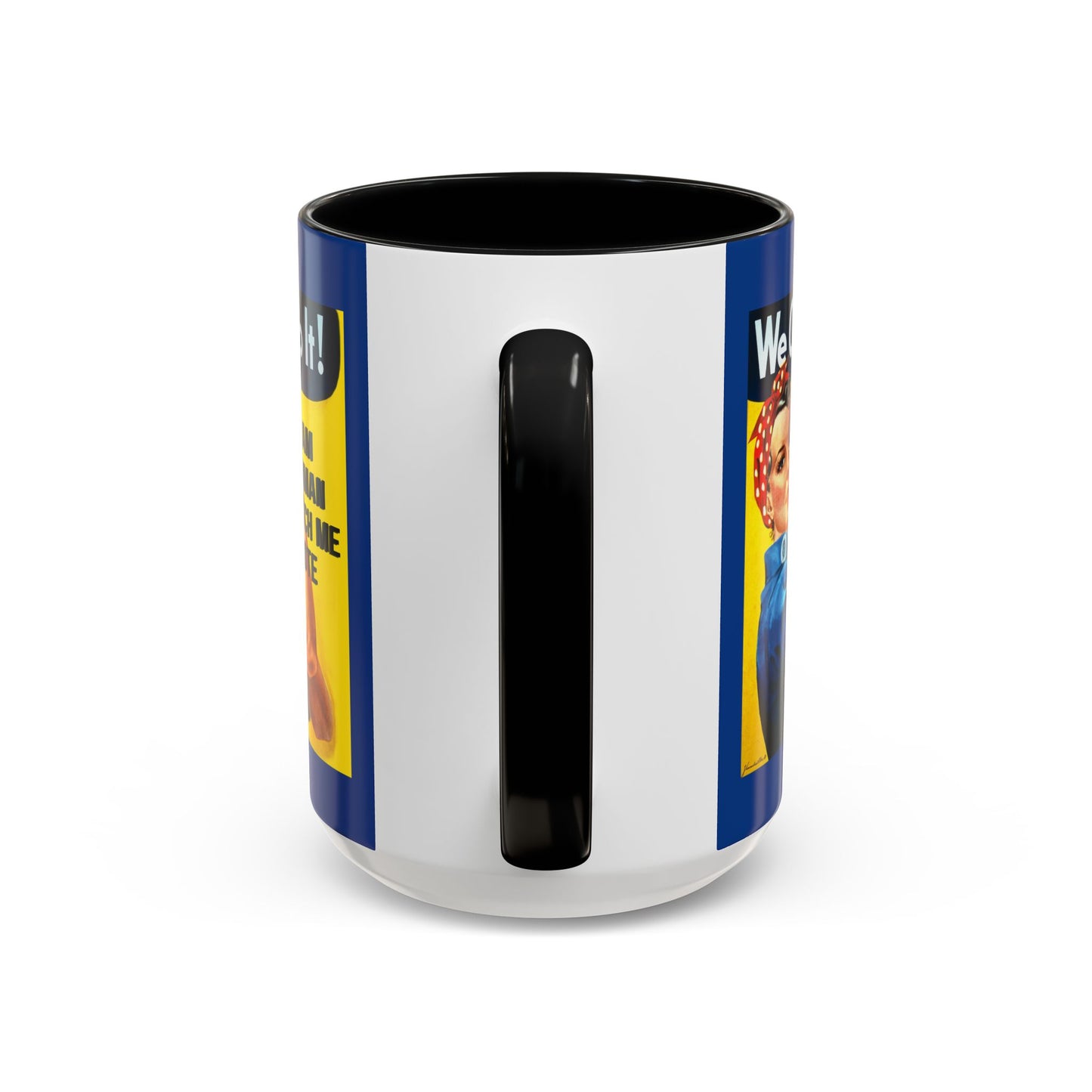 I Am Woman Watch Me Vote Rosie Dark Blue Accent Mug by theGreenDragonTavern.shop