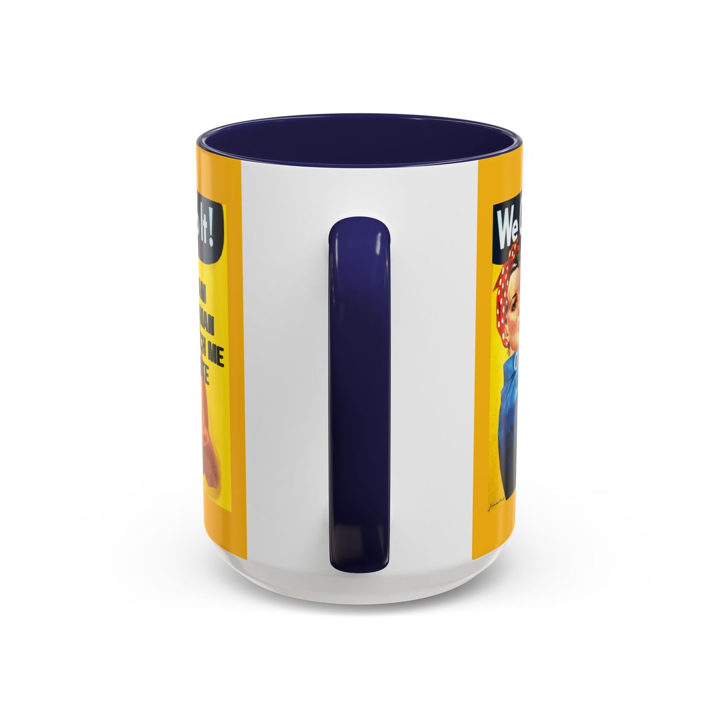 I Am Woman Watch Me Vote Rosie Yellow Accent Mug by theGreenDragonTavern.shop