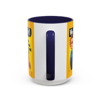 I Am Woman Watch Me Vote Rosie Yellow Accent Mug by theGreenDragonTavern.shop