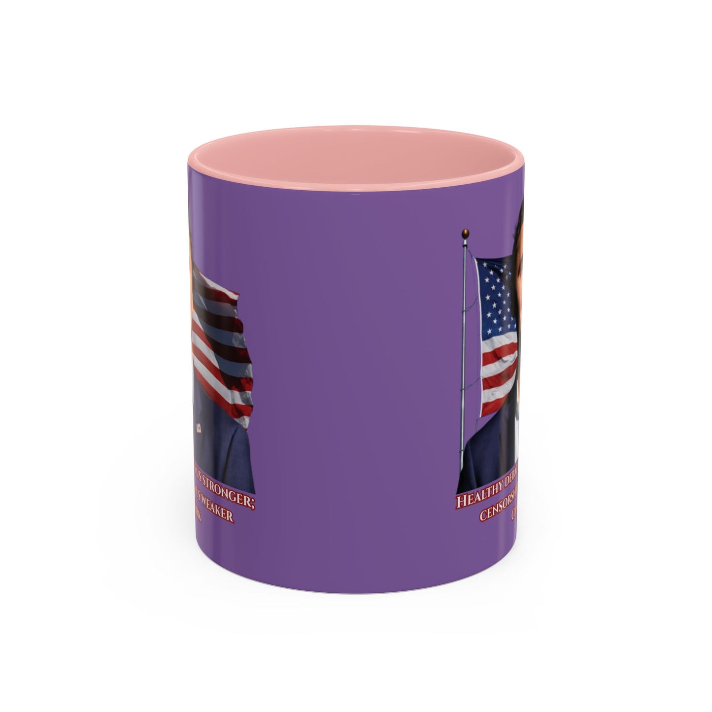 Charlie Kirk, Healthy Debate Light Purple Accent Mug by theGreenDragonTavern.shop